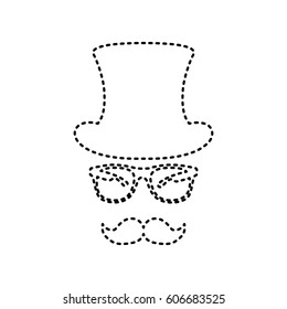 Hipster accessories design. Vector. Black dashed icon on white background. Isolated.