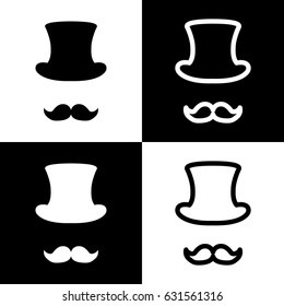 Hipster accessories design. Vector. Black and white icons and line icon on chess board.