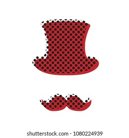 Hipster accessories design. Vector. Brown icon with shifted black circle pattern as duplicate at white background. Isolated.
