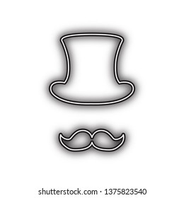 Hipster accessories design. Vector. Double contour black icon with soft shadow at white background. Isolated.