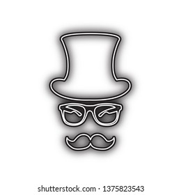 Hipster accessories design. Vector. Double contour black icon with soft shadow at white background. Isolated.