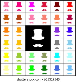 Hipster accessories design. Vector. Felt-pen 33 colorful icons at white and black backgrounds. Colorfull.