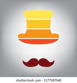 Hipster accessories design. Vector. Horizontally sliced icon with colors from sunny gradient in gray background.