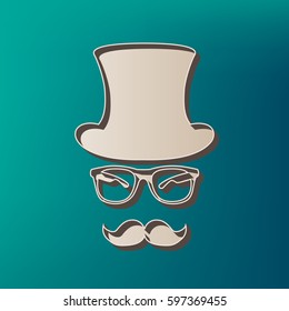 Hipster accessories design. Vector. Icon printed at 3d on sea color background.