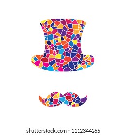 Hipster accessories design. Vector. Stained glass icon on white background. Colorful polygons. Isolated.