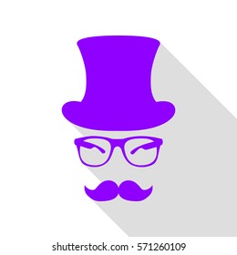 Hipster accessories design. Violet icon with flat style shadow path.