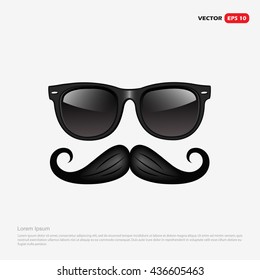 Hipster accessories - retro sunglasses and mustache - isolated on white background - template - vector illustration