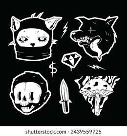 conjunto de pegatinas de vector estético hipster