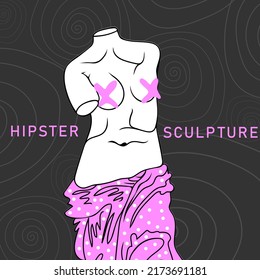 Hipster ancient greek sculpture. Stylized posters in a modern psychedelic style. Vector illustration
