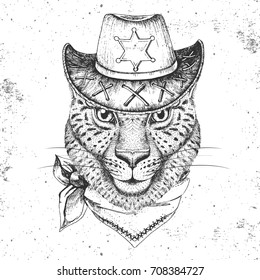 Hipster animal guepard. Hand drawing Muzzle of guepard