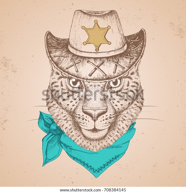 Hipster Animal Guepard Hand Drawing Muzzle Stock Vector Royalty Free 708384145