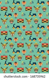 hipster animal pattern design. vector illustration