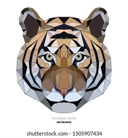 Hipster animal polygonal tiger face. Triangle animal