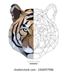 Hipster animal polygonal tiger face. Triangle animal