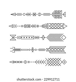 Hipster arrows. Abstract elements for tattoo and design. Vector illustration.