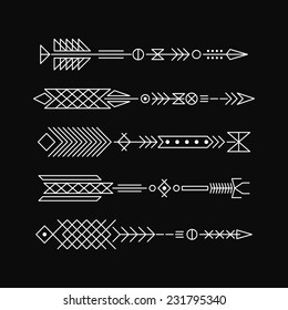 Hipster arrows. Abstract elements for tattoo and design. Vector illustration.
