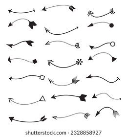 Hipster arrows. Arrows in boho style. Tribal arrows. Set of Indian style arrows. Vector collection