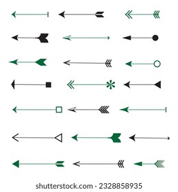 Hipster arrows. Arrows in boho style. Tribal arrows. Set of Indian style arrows. Vector collection