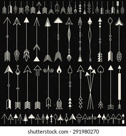 Hipster arrows collection. Big set of hand drawn, hipster arrows.  Set of indian style arrows. Arrow for all design. Indian elements.