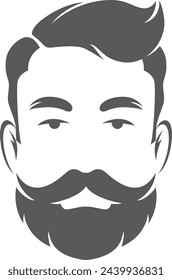 Hipster avatar. Black face silhouette. Man with retro moustaches