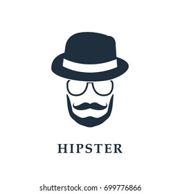 Hipster avatar with hat and glasses. Vector illustration.