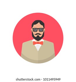 Hipster avatar on white background. Vector illustration.
