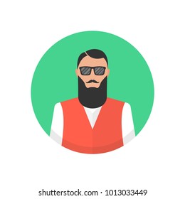Hipster avatar on white background. Vector illustration.