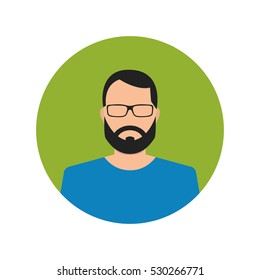 Hipster avatar on white background Flat cartoon style. Vector illustration.