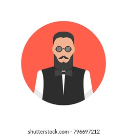 Hipster avatar on white background. Vector illustration.