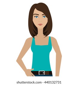 hipster avatar woman wearing colorful clothes over isolated background,vector illustration