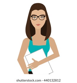 hipster avatar woman wearing colorful clothes over isolated background,vector illustration