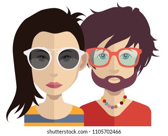Hipster avatars with glasses