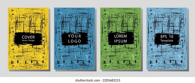 Hipster backdrop. header page of  booklet. Layout with black stripes on colorful gradient background for marketing.