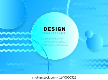 Hipster background  with 3d geometric element circle, waves, ring. Minimal abstract design for banner, poster, page, cover, party, card. Vector illustration