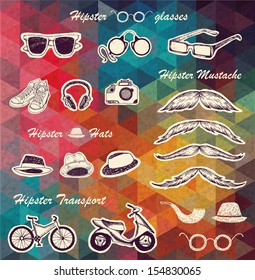 Hipster background with bicycle and hipster elements 