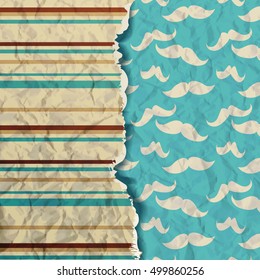 Hipster background. Card with mustache
