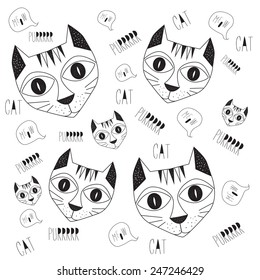 hipster background with the cartoon cats