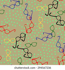 Hipster background made of colored eyeglasses.Seamless.