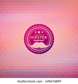 Hipster background made of triangles. Retro label design. Square composition with geometric shapes, color flow effect. Hipster theme label. Mustaches