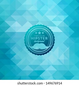 Hipster background made of triangles. Retro label design. Square composition with geometric shapes, color flow effect. Hipster theme label. Mustaches