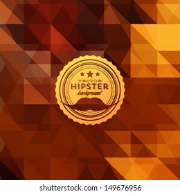 Hipster background made of triangles. Retro label design. Square composition with geometric shapes, color flow effect. Hipster theme label. Mustaches