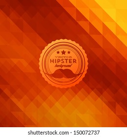 Hipster background made of triangles. Retro label design. Square composition with geometric shapes, color flow effect. Hipster theme label. Mustaches