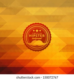Hipster background made of triangles. Retro label design. Square composition with geometric shapes, color flow effect. Hipster theme label. Mustaches