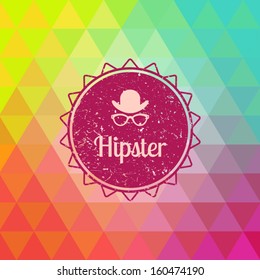 Hipster background made of triangles. Retro label design. Vector illustration