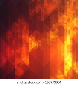 Hipster background made of triangles. Retro label design. Square composition with geometric shapes, color flow effect.