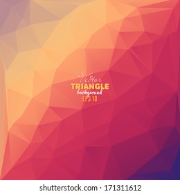 Hipster background made of triangles. Retro label design. Square composition with geometric shapes, color flow effect.