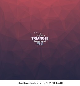 Hipster background made of triangles. Retro label design. Square composition with geometric shapes, color flow effect.
