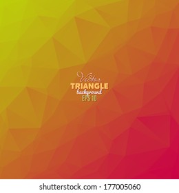 Hipster background made of triangles. Retro label design. Square composition with geometric shapes, color flow effect.