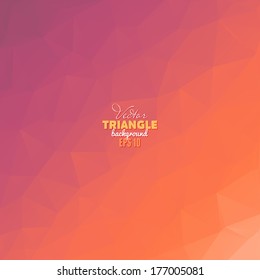 Hipster background made of triangles. Retro label design. Square composition with geometric shapes, color flow effect.