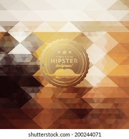 Hipster background made of triangles. Retro label design. Square composition with geometric shapes, color flow effect. Hipster theme label. Mustaches